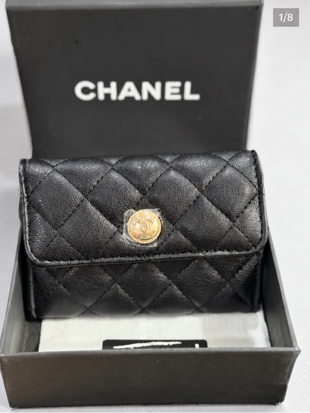 Black Quilted Leather Wallet | NIB